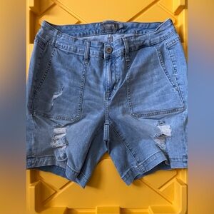 Torrid Light Blue Distressed Denim Jean Shorts